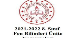 2021-2022 8. Sınıf Fen Bilimleri Ünite Kazanımları